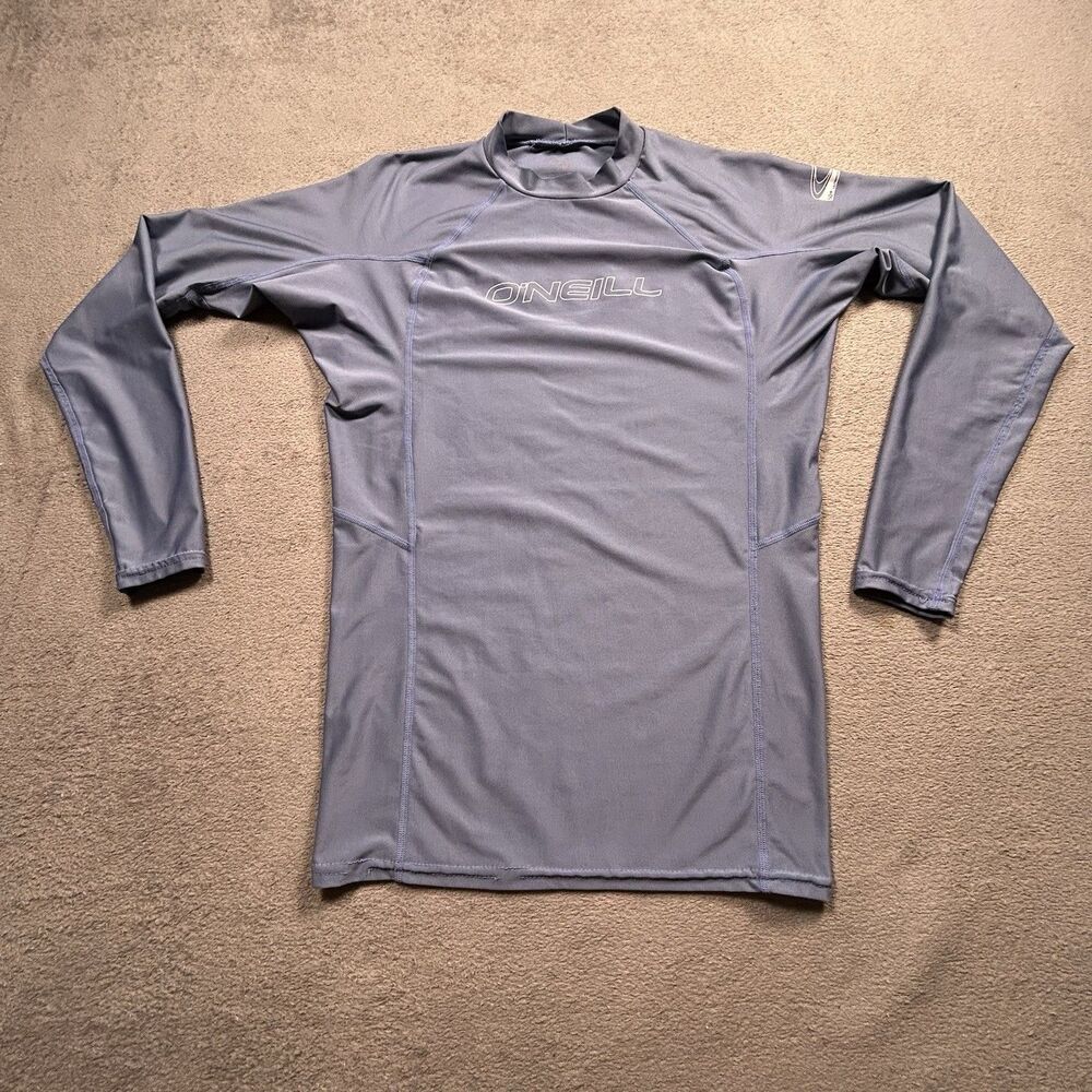 O’Neill RashGuard Shirt Mens Large Blue Short Sleeve Surf Swim 50+ Uv Protector